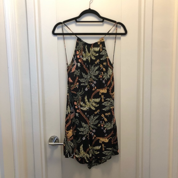 Reformation Black Animal Print Brasilia Shorts Romper Short Jumpsuit Large - Picture 2 of 5